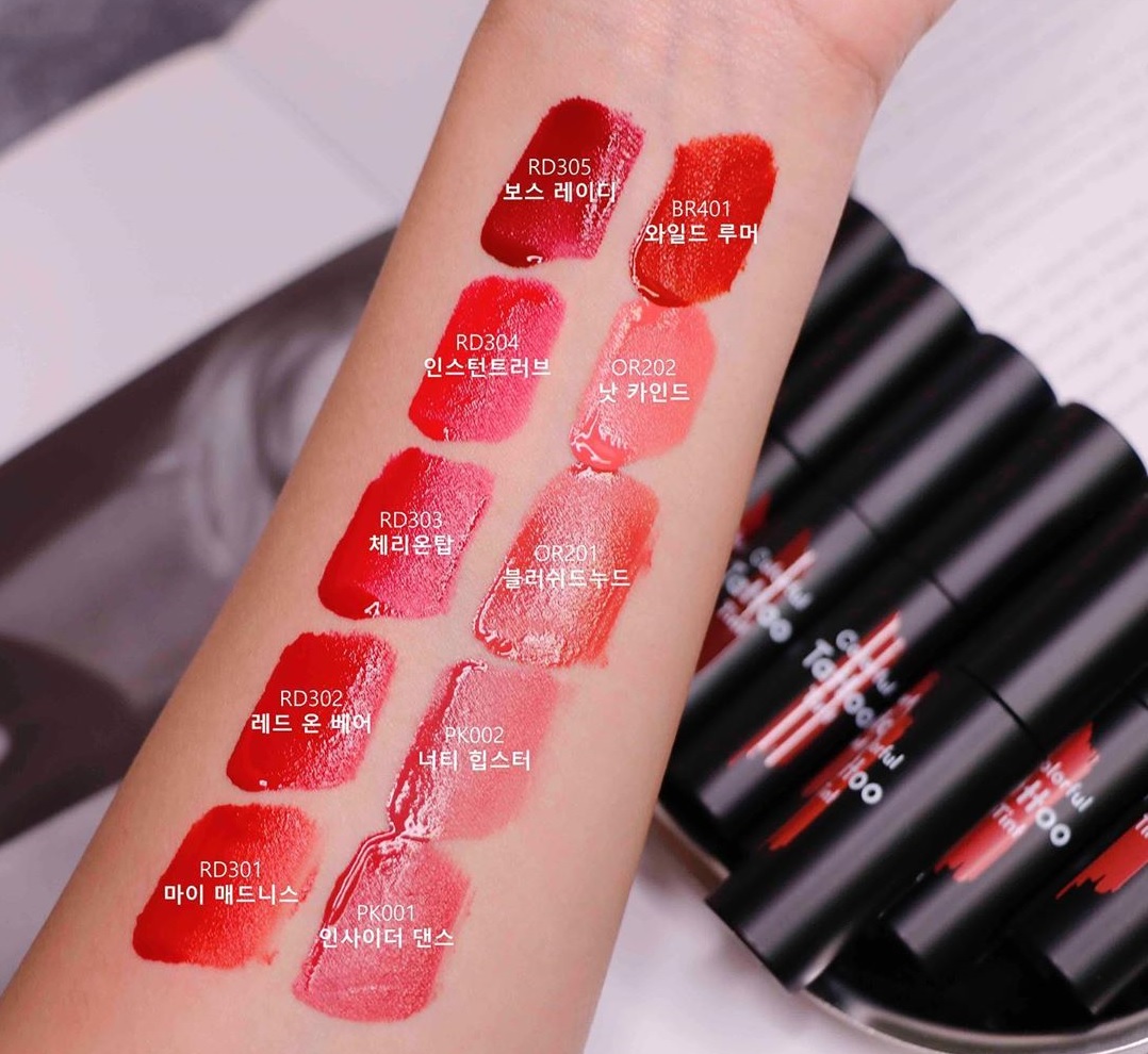 Bảng Màu Son Etude House Colorful Tattoo Tint Chicly