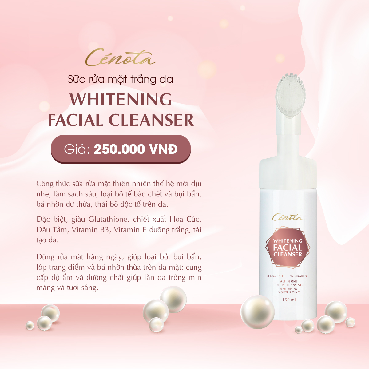 Sữa Rửa Mặt Cenota Whitening Facial Cleanser