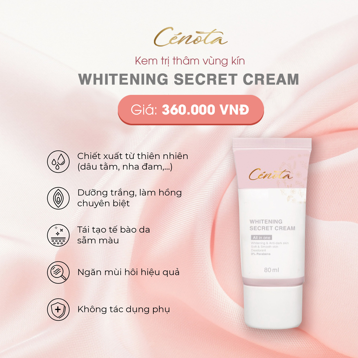 Kem Trị Thâm Se Khít Vùng Kín Cenota Tube Whitening Secret Cream